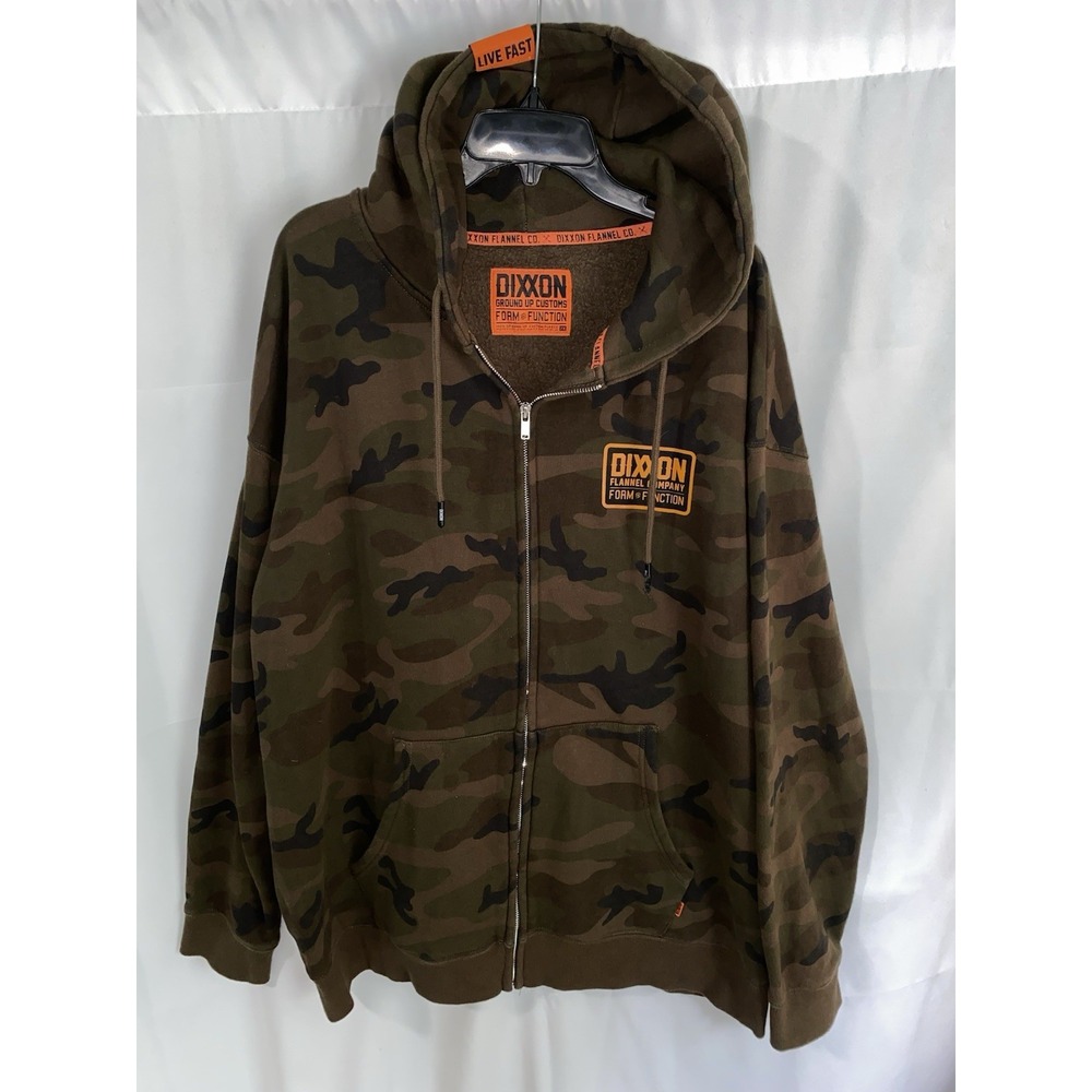 Dixxon Flannel Company Camo Hoodie Hooded Sweatshirt Zip Up 2XL Form Function